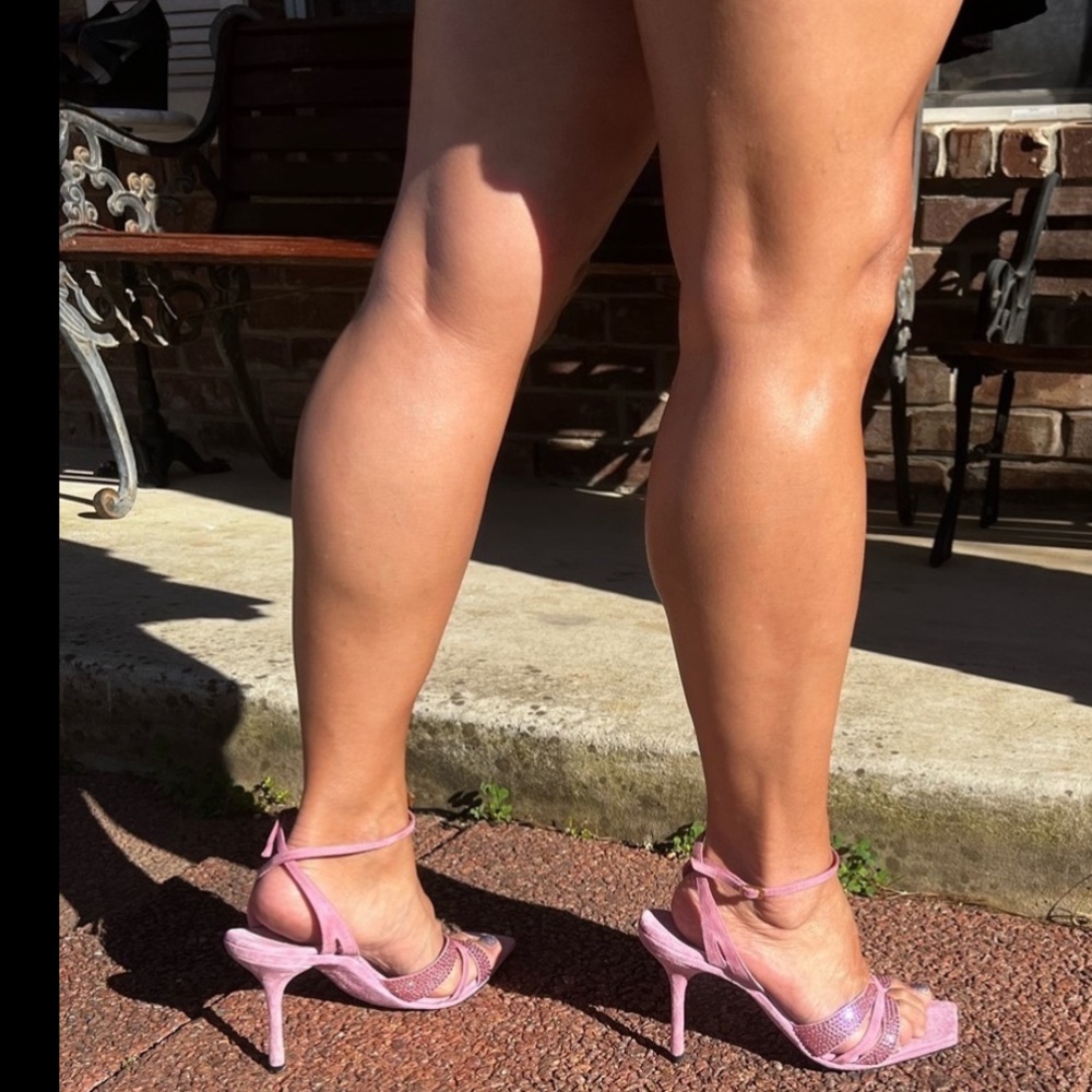 SANTINI MAVARDI  Swarovski Crystals! Pink Suede High Heel Sandals Made in ITALY